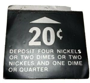 Vintage Vending Machine 20 Cent Coin Slot Decal Sticker Silver Top Tab
