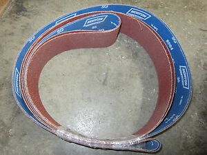 2 pcs NORTON SG 3&#034; x 132&#034; Grit 36 Plyweld Cloth Abrasive Sanding Belts 18786 USA