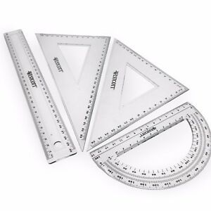 Westcott Large Transparent Geometry Set - Square Set, 30cm Ruler, Protractor