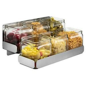 SM322 Condiments Station-2 Levels 6 Glass Jars Stainless Steel Holder, 12.6
