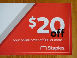 HURRY! STAPLES COUPON $20 off $80 ONLINE ONLY EXP 07/03/2021 SEND CODE FAST
