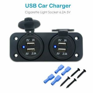 12V/24V Car Dual USB Cigarette Lighter Socket Plug Charger Power Adapter New