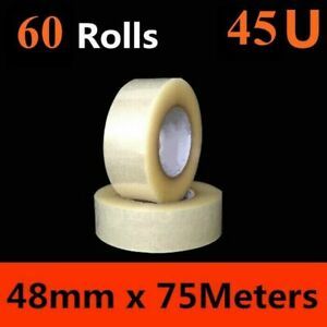 60 x HD Packing Tape Packaging Clear Sticky Sealing Tape 48mm 75M transparent