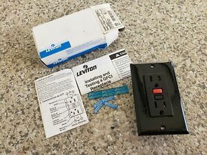 LEVITON 6599-E GFCI 15A 125V Black Outlet with Plate New old stock open box