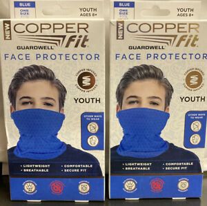 2 Copper Fit Guardwell Face Protector Mask Youth 8+ Blue Brand New