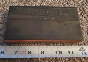 Vintage Printing Letterpress Block Parkersburg Rig &amp;Reel Company Coffeyville KS