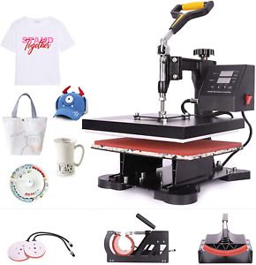 Co-Z 110V 5 In 1 Heat Press 360 Degree Swivel Heat Press Machine Multifunction S