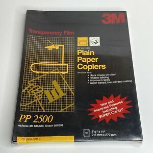 3M PP2500 Transparency Film for Plain Paper Copiers 100 sheets 8.5x11 NEW SEALED