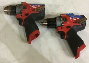 Set Of 2 - MILWAUKEE 2504-20 M12 FUEL BRUSHLESS CORDLESS 1/2 IN. HAMMER DRILL