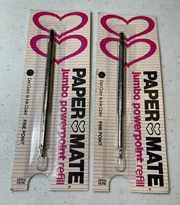 Vintage 1983 PaperMate Jumbo PowerPoint Pen Refill Fine Point Black Ink Qty 2