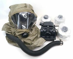Global Secure Safety Respirator Hood Butyl Head Cover w/Cape/Blower/Filters