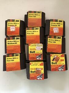 Lot of 10 Sanding Belts, 3M 2-1/2” x 16” Belts
