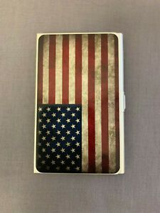 Business Card Holder Light Weight Anodized Aluminum American Flag