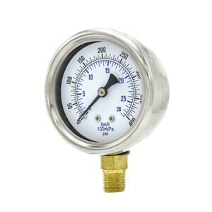 PIC GAUGES 211D-254I Gauge,2-1/2&#034;,0/400psi,1/4&#034;LM,Rem Bez