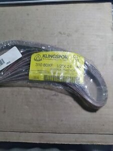 Klingspor Lot Of 10 1/2&#034; X 24&#034; 80 Grit Sanding Belts