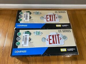 Lot of 2 Hubbell Lighting Compass CC Series LED Exit Sign / Emergency Light NEW