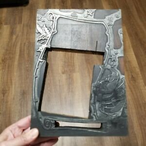 Vtg Letterpress Printing Block Christmas Santa Claus Holding Paper Scroll