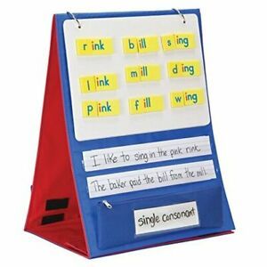 Desktop Stand with Flip Magnetic Boards and Storage Pockets, 14” by 9” by 18”