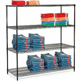 Nexel Black Epoxy Wire Shelving Starter 60&#034;W x 18&#034;D x 54&#034;H 18605B  - 1 Each