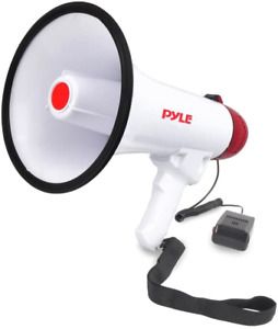 Pyle Megaphone Speaker PA Bullhorn W Built-in Siren - Adjustable Volume, 800 -