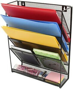 6 Pocket Wall Mount Hanging File Sorter Rack Storage and Folder Holder Organizer