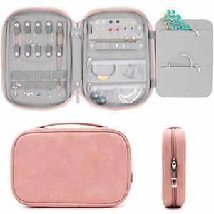 storageLAB Travel Jewelry Organizer Faux Suede Clutch Bag for Necklaces Earri...