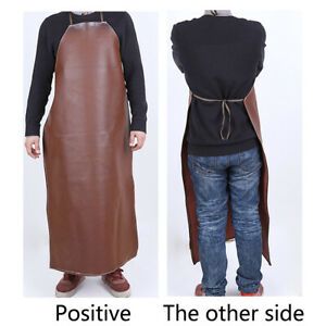 Apron Oil Proof Solid Anti-dirt Hang Neck Unisex Leather Work Shop Lengthen Bib