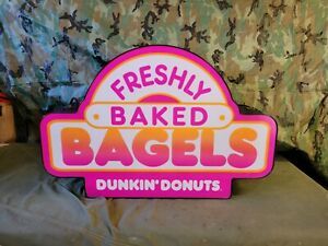 Large Dunkin Donuts store promo freshly baked bagels Logo Lighted sign