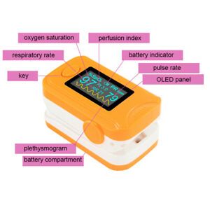 Finger Pulse Oximeter Blood Oxy SPO2 PR PI Respiration Rate Monitor Saturation