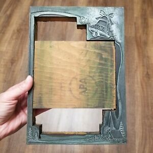 Vtg Letterpress Print Block Christmas Bell Tree Branch Church 10&#034; x 7&#034; x 7/8&#034;