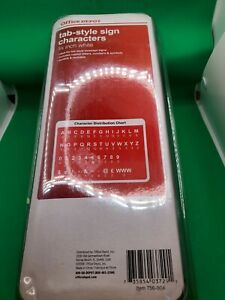 Tab-Style Sign Characters 3/4&#034; White Office Depot 338 Count756-904 OS