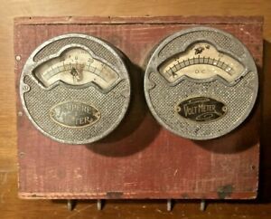 Antique Electric Meter Set *Amperes &amp; Volts Blackhawk Mason City, Iowa Steampunk