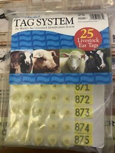ALLFLEX Yellow Fem/Male Sheep Tags 25 package 851 - 875 Numbered