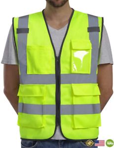 Dib Safety Vest Reflective ANSI Class 2, High Visibility Vest with Pockets and Z