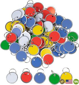 Paper Key Tags - 100 Pack Paper Key ID Label Name Tags with Split Ring Keychain