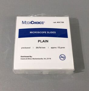 Sealed MediChoice MC300 72pc Plain Precleaned Microscope Slides 25x75x1mm