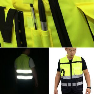 XXL Hi-Vis Safety Vest Reflective Jacket Security Waistcoat W/ Zipper Pocket USA