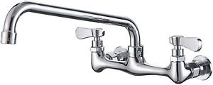 Bathlavish Wall Mount Kitchen Sink Faucet 12”Center Double Handle Bar Laundry Ut