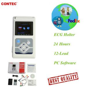 CONTEC ECG Holter 12 Channel 24 Hours EKG Monitor PC Software Analyzer FDA&amp;CE US