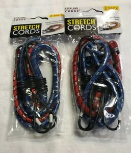 New 2 Packs of 3 Sterling Stretch Cords (6-17” Cords Total)  Bungee with Hooks