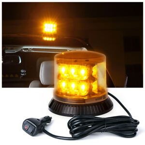 Amber 18 LED Rooftop Strobe Lights 360 Coverage Emergency Beacon w Magnetic Base