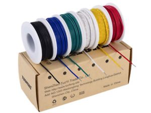 TUOFENG 22 awg Solid Wire-Solid Wire Kit-6 different colored 30 Feet spools 22