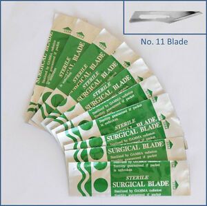 10pc Steel No. 11 Sealed Sterile Surgical Scalpel Blades for Handle #3, 5 Craft