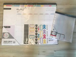 NEW! Happy Planner Desk Calendar 22&#034;x17&#034; 2021/22 47 Stickers &amp; 40 Teacher Sheets