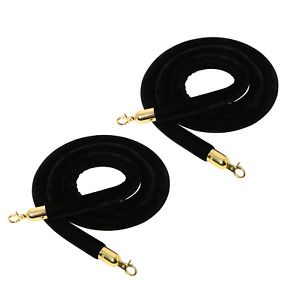 YaeGarden 2-Pack Velvet Stanchion Rope 6.5Ft Stanchion Queue Barrier Rope Velvet