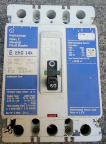 Westinghouse ehd3060 circuit breaker for sale