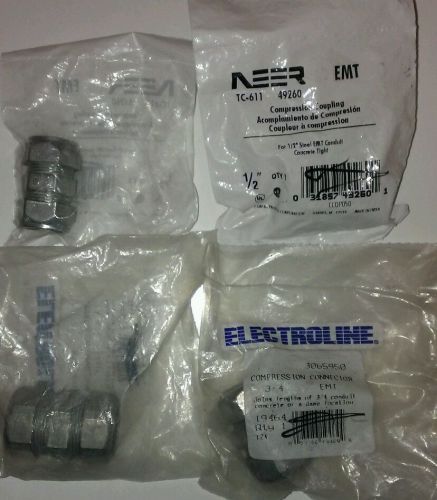 2 neer tc-611 1/2&#034; and 2 3/4&#034; compression type coupling for emt conduit lot of 4 for sale