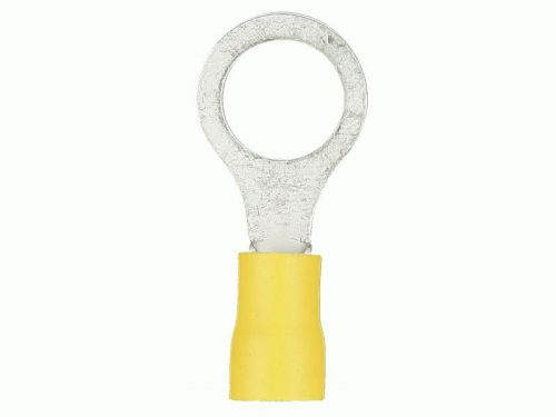 (100) Yellow Ring Terminals 12/10 Gauge Wire Connectors #10 Stud Eyelet