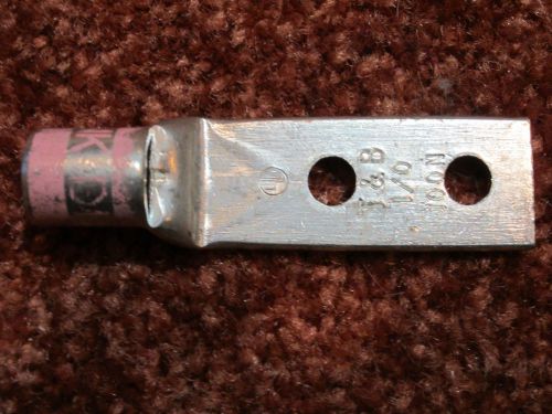 Thomas &amp; betts 100n 1/0 awg 2 hole non insulated pink die crimp lug type 2 for sale