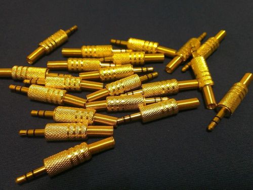 New 3.5mm 3 Pole Male Repair Headphone Jack Plug Metal Audio Soldering Gold